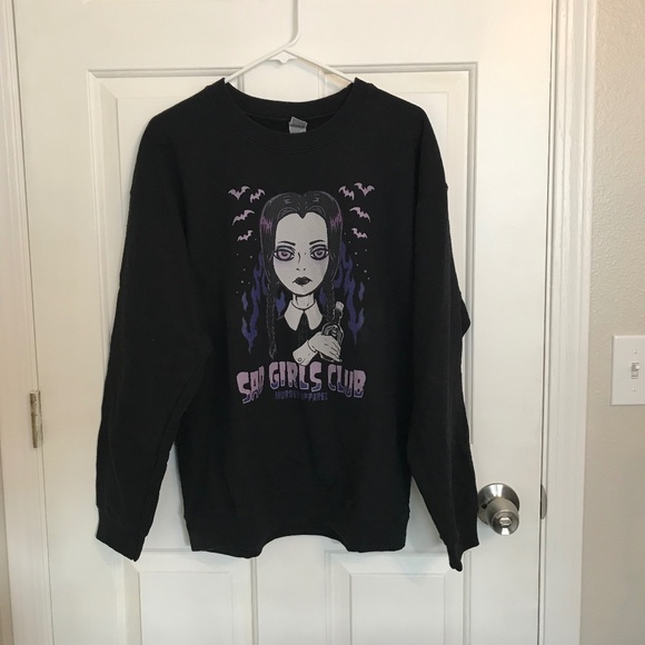 Halloween Mad Appeal Wednesday Mad Girl Club Graphic Cotton Sweatshirt Size L - Picture 1 of 4